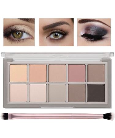 Miniling 10 Colors Eyeshadow Palette Smooth Matte Nude Eyeshadow Makeup Palette with Professional Eyeshadow Brush  High Pigmented  Blendable Long Lasting Neutral Eye Palette  Easy to Use - 04
