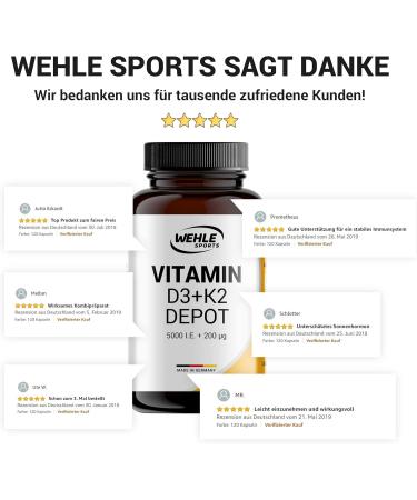 Vitamin D3 K2 Depot - 240 Capsules (5000 IU Vitamin D3 + 200 mcg K2 MK7) | Additive-Free Made in Germany - Buy Online on GoSupps.com