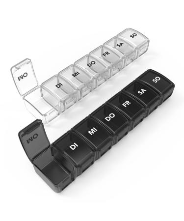 Pill dose 7 days 2 tablets Germany Sukuos 2 pieces of pill box 7 compartments handy and moisture -resistant medication box pill box (black + white) black + white (German)