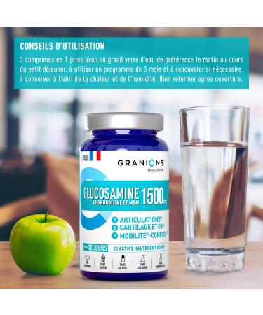 Glucosamine Chondroitin and MSM 1500mg - Glucosamine Joint Complex - Made in France - Muscle and Joint Support - Against Joint Pain - 90 Tablets - Buy Online on GoSupps.com