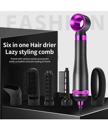 6 in 1 Hot Air Brush - Professional 800W Styler for Curling Volumizing & Straightening - Interchangeable Brush Head - Ships Internationally - Buy Online on GoSupps.com