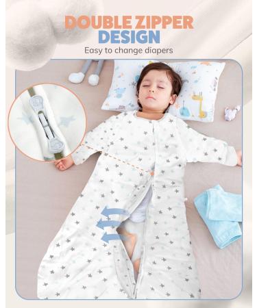 Moxtoyu 100% Cotton 2.5 Tog Baby Sleep Bag | Wearable Blanket with Double Zipper | Removable Sleeves | Newborn Essentials | White L (12-18M) - Buy Online on GoSupps.com