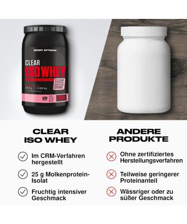 Body Attack Clear Iso Whey - Cherry Flavor - 900g | Sugar & Fat-Free Whey Protein Isolate | 24g Protein & 11 400mg EAAs | Made in Germany - Buy Internationally - Buy Online on GoSupps.com