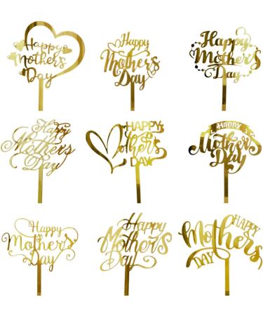 9PCS Happy Mother's Day Cupcake Toppers Acrylic Gold Mother's Day Cupcake Topper Best Mom Cake Picks 9 Styles Cake Decoration for Birthday Mother's Day Party Favors Style B - Buy Online on GoSupps.com