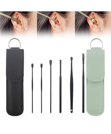 Ear Cleaner 6PCS Earwax Cleaner Tool Set with Pu Leather Case Portable Ear Wax Removal Candles Satinless Steel 360 Spiral Ear Cleaning Kit Earwax Removal Tool (2Set A)