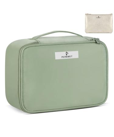 Pocmimut Makeup Bag Cosmetic Bag for Women Cosmetic Travel Makeup Bag Large Travel Toiletry Bag for Girls Make Up Bag Brush Bags Reusable Toiletry Bag(Green) Green Single Layer