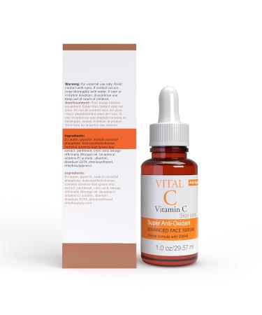 Vital-C Vitamin C Serum for Face | Anti-Aging & Wrinkle Solution | Skin Firming Moisturizer | Boosts Collagen | Antioxidant-Rich | 1 oz - Buy Online on GoSupps.com