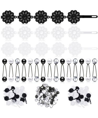 72 Pcs Hair Barrettes for Girls Hair Balls Self Hinge Hair Barrettes Ties Bubble Hair Accessories Set 80s 90s Bow Flower Hair Tie Plastic Hair Clips for Baby Toddler (Black  White  Clear)