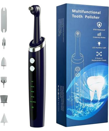 Hangsun Tooth Polisher Multifunctional Teeth Whitening Kit for Cleaning Plaque Removal with 5 Brush Heads and Modes IPX6 Waterproof Rechargeable