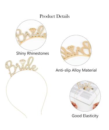 Casoty Gold Bride Tiara - Rhinestone Bachelorette Headband for Wedding Party | Bridal Shower Gift - Buy Online on GoSupps.com