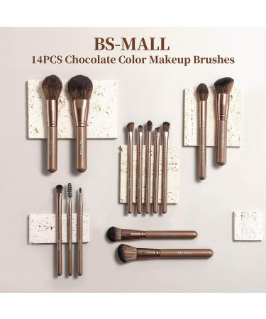 BS-MALL 14 Pcs Makeup Brushes Set Premium Synthetic for Foundation, Powder, Concealers, Eye Shadows Coffee Brown Color - Buy Online on GoSupps.com