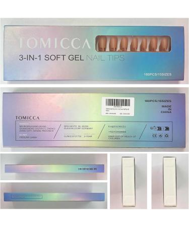 TOMICCA Extra Short Coffin Nail Tips 180PCS Soft Gel Nails Tips 3 in 1 - Nude Matte Full Coverage Nail Tips for Nail Art Extensions - Buy Online on GoSupps.com