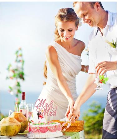 Sotpot 1 Pack Mr Mrs Cake Topper Pink Glitter Love Mr Mrs Cake Pick Wedding Party Decorations Bridal Shower Wedding Cupcake Decoration Party Supplies Pink - Wedding Cake Topper - Buy Online on GoSupps.com