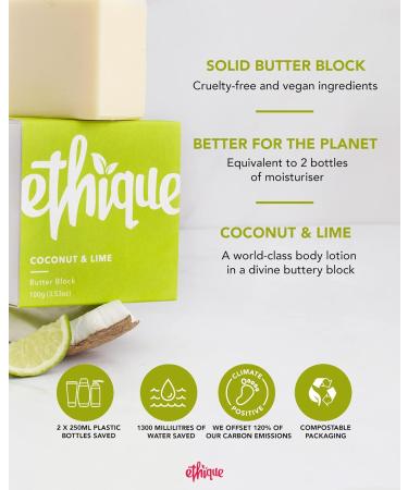Ethique Coconut & Lime Butter Block 3.53 oz - Buy Online on GoSupps.com