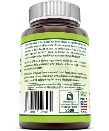 Herbal Secrets Neem Supplement (Non-GMO) Promotes Blood Purification Promotes Healthy Immunity and Promotes Health Skin* (500mg Veggie Capsules 120 Count (2 Pack)) 500mg Veggie Capsules 1 Count (Pack of 1) - Buy Online on GoSupps.com