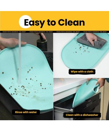 Conlun Bowl Pad for Dogs & Cats - BPA-Free Silicone Feed Mat with High Edges (Turquoise 48x30cm) - Spill-Proof Rubber Dog Bowl Pad - Buy Online on GoSupps.com