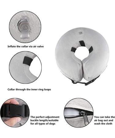 Pet Sppies Inflatable Collar for Dogs & Cats - Comfortable Recovery & Swimming Protective Pillow (XL/Gray) - Magic Zipper Neck Protection - Buy Online on GoSupps.com