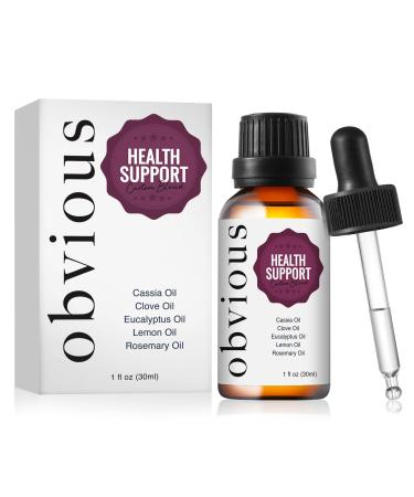 Obvious Health Support Essential Oil Blend - 100% Pure Therapeutic Remedy - 1 oz. Health Blend 1 Fl Oz (Pack of 1)