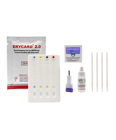ABO/RH Blood Type Test Kit - Educational Use - Buffer Solution Erycard Blood Grouping Card Alcohol Wipe Lancet Collection Sticks Instructions - Home Blood Type Testing Kit - Innovating Science