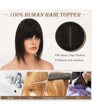 Ruwiss Real Human Hair Topper for Women | Silk Base Clip-In Crown Topper & Pony Wigs - 7.5x13cm 25cm Length 35g - Perfect for Thin Hair - Buy Online on GoSupps.com