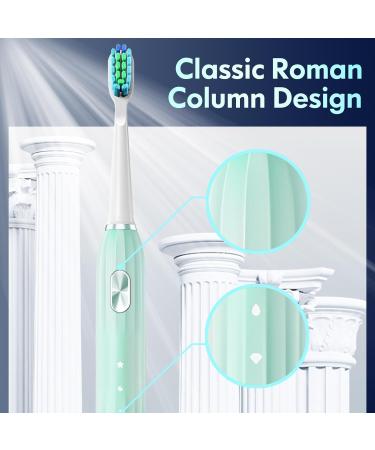 Dada-Tech Sonic Electric Toothbrush for Adults | 90% Rounded Bristles | 5 Cleaning Modes | 2-Minute Timer | 9 Replacement Heads | Green - Buy Online on GoSupps.com