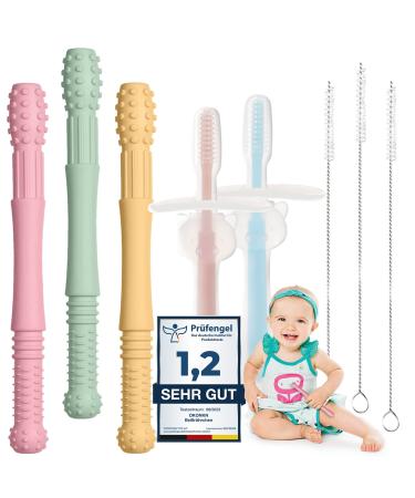 Teething tube teething aid teething ring baby BPA-free silicone 5 pieces US-CPC approved grasping toy (5 pieces)