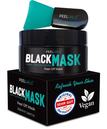 Introductory offer - Peeluals Black Mask against blackheads |Blackhead peel-off mask + mask brush |Mask for pulling out |High -dose activated carbon |For Women & Men- 100ml |Vegan - Buy Online on GoSupps.com