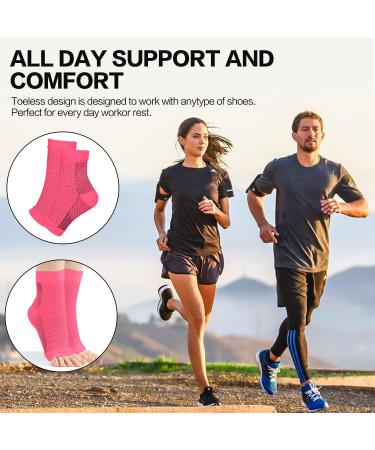 4 Pairs Plantar Fasciitis Socks Neuropathy Socks Ankle Compression Socks for Women Men Medical Ankle Support Brace Wide Calf Compression Socks for Flying Running S (2-4.5) 4 Pairs Pink - Buy Online on GoSupps.com