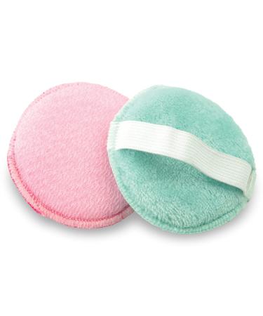 S&T INC. Gentle Face Scrubbers Dual Sided Face Exfoliators with Elastic Strap 3.3 Inch Diameter 2 Pack Teal/Pink - Buy Online on GoSupps.com