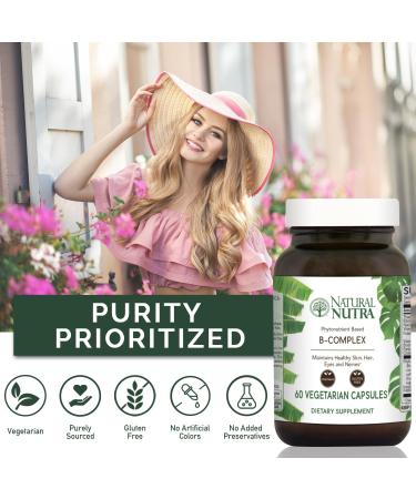 Natural Nutra Vitamin B Complex with Niacin Folate Thiamin Biotin Supports Nervous System Health Promotes Metabolism Skin Eyes and Hair Health Whole Food Supplement 60 Vegetarian Capsules 60 Count - Buy Online on GoSupps.com