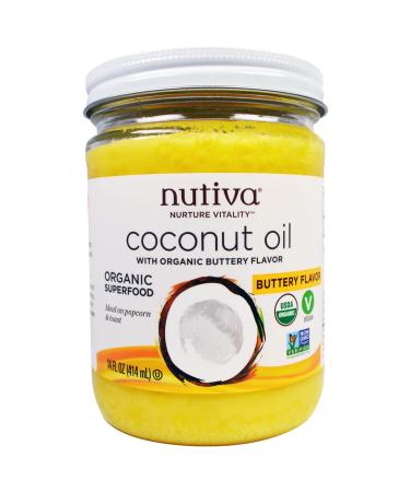 Nutiva Organic Coconut Oil Butter Flavor 14 fl oz (414 ml)