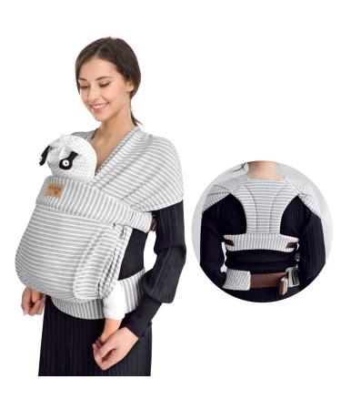 vrbabies Ergonomic Baby Carrier for Newborns to Toddlers, Skin-Friendly and Soft Front Baby Carrier Wrap, Easy Breastfeeding, Lightweight and Breathable, Perfect Baby Shower Gifts (Striped Grey) striped gray