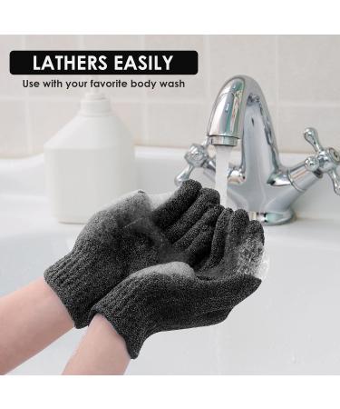 Sibba Bath Gloves - Natural Loofah Exfoliating Wash Gloves for Body and Face - Dead Skin Remover - Double Sided Microfibre - Black - Buy Online on GoSupps.com