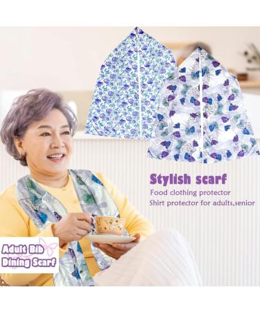 VOPHIA 2 Pack Women Bib Dining Scarf - Washable Microsuede, Floral Butterfly Design - Buy Online on GoSupps.com