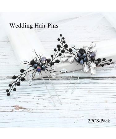 Bride Wedding Black Hair Pins | Bridal Hair Accessories for Women & Girls - HP054 - Buy Online on GoSupps.com
