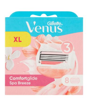 Gillette Venus Comfortglide Spa Breeze 8 Replacement Blades (3 Blades) for Women Shaver for Long Lasting Deep Fluid Shaving White Tea Fragrance
