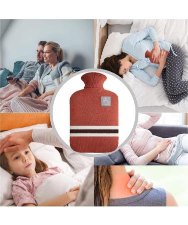Olivialiving Classic Striped 2L Hot Water Bottle - Relief for Menstrual Cramps Neck & Shoulder Pain Heat & Cold Therapy Warm Hands & Feet - Orange & Red - Buy Online on GoSupps.com