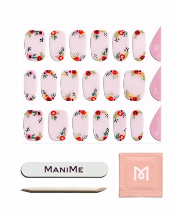 ManiMe Gel Nail Wraps (Floral Cuticles) | Fully Cured Gel Polish Nail Strips | Long Lasting at-Home Salon-Quality Manicure | No UV Lamp Required | 18pc Set  Includes Nail File  Prep Pad  Mani Stick