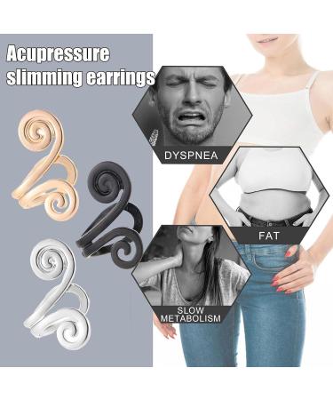 Buy CZQIKEDA Acupressure Slimming Earrings - Weight Loss Earplugs for Men & Women | Lymph-Detox Non-Penetrating Silver Ear Clips - Buy Online on GoSupps.com