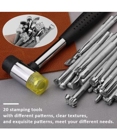 21-Piece Leather Stamping Kit with Rubber Hammer - Special Shape Leather Stamp Set for Leatherworking - Buy Online on GoSupps.com
