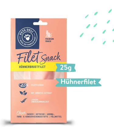 Pets Deli Chicken Breast Fillet Snacks for Cats - Sugar & Gluten-Free Green Tea Treats - 12 x 25g Pack - Buy Online on GoSupps.com