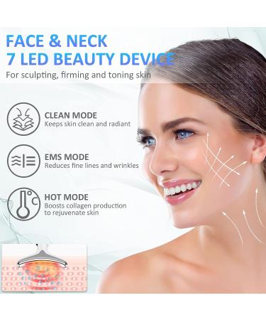 7 Color Anti Wrinkles Face Massager | Anti-Aging Facial Neck Eye Device for Women & Men - White - Buy Online on GoSupps.com