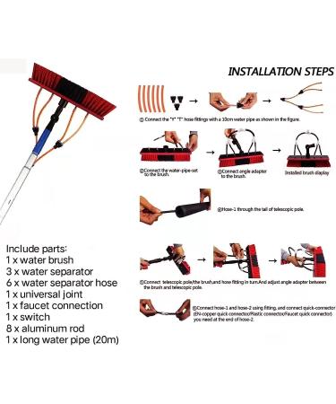 Window Cleaning Poles Water Fed Pole Kit 3.6-11M Window Cleaning Telescopic Pole Water Fed Extendable Brush For Cleaner Conservatory Roof Photovoltaic Panel Cleaning Photovoltaic Panel Clean 36ft/11m 1 - Buy Online on GoSupps.com