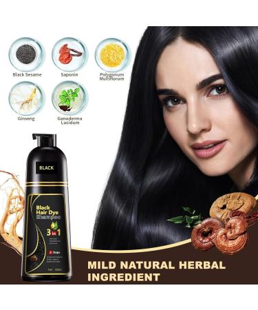  MagiSel 500ml Color Shampoo Instant Hair Dye Shampoo for Colored Hair Natural Black Hair Dye Shampoo 3 in 1 Hair Dye for Men and Women (Black) - Buy Online on GoSupps.com
