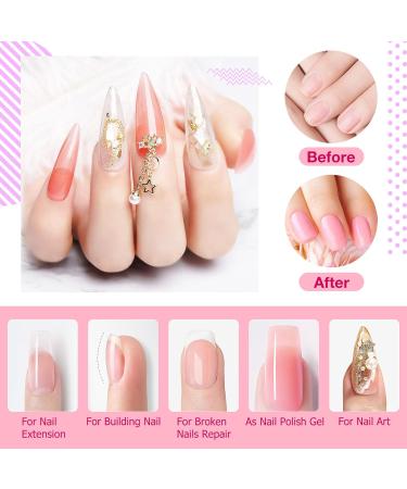5-in-1 Builder Gel in a Bottle - Base Strengthening UV/LED Nail Polish for Extensions, Repair & Nail Art - 15ML Pink with 20 Nail Forms - Buy Online on GoSupps.com
