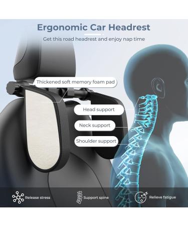 Yoocaa Car Headrest Pillow - Adjustable U Shaped Neck Support for Car Seat - Black - Kids & Adults - Buy Online on GoSupps.com