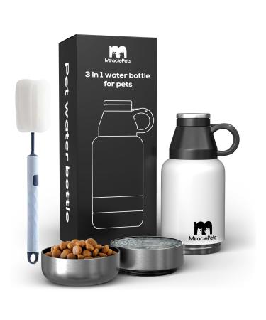 Miracle pets drinking bottle dogs for on the go water bottle food bowl dog bpa-free puppy accessories thermal bottle 1 liter drinking bottle made of stainless steel dogs (white) bottle cleaning brush - Buy Online on GoSupps.com
