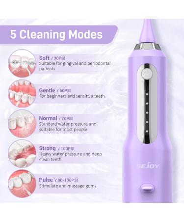 Cordless Water Flosser for Teeth with 5 Cleaning Modes and 5 Jet Tips - Portable, IPX7 Waterproof Oral Irrigator for Braces - Perfect for Home, Travel, and Office Use (Purple) - Buy Online on GoSupps.com