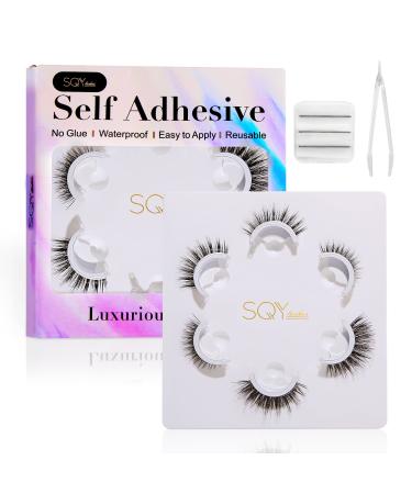 Reusable Self-Adhesive Eyelashes No Eyeliner or Glue Needed Lashes Stable and Easy to Use  Natural Look and Waterproof Falase Eyelashes (3-Pairs) SELF-2 3 Pair (Pack of 1) natural