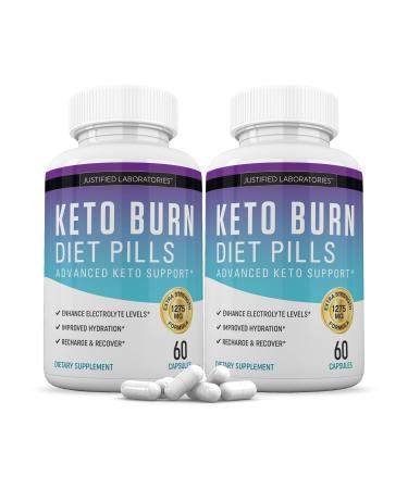 (2 Pack) Keto Burn Diet Pills 1275MG New & Improved Formula Contains Apple Cider Vinegar Extra Virgin Olive Oil Powder Green Tea Leaf 120 Capsules